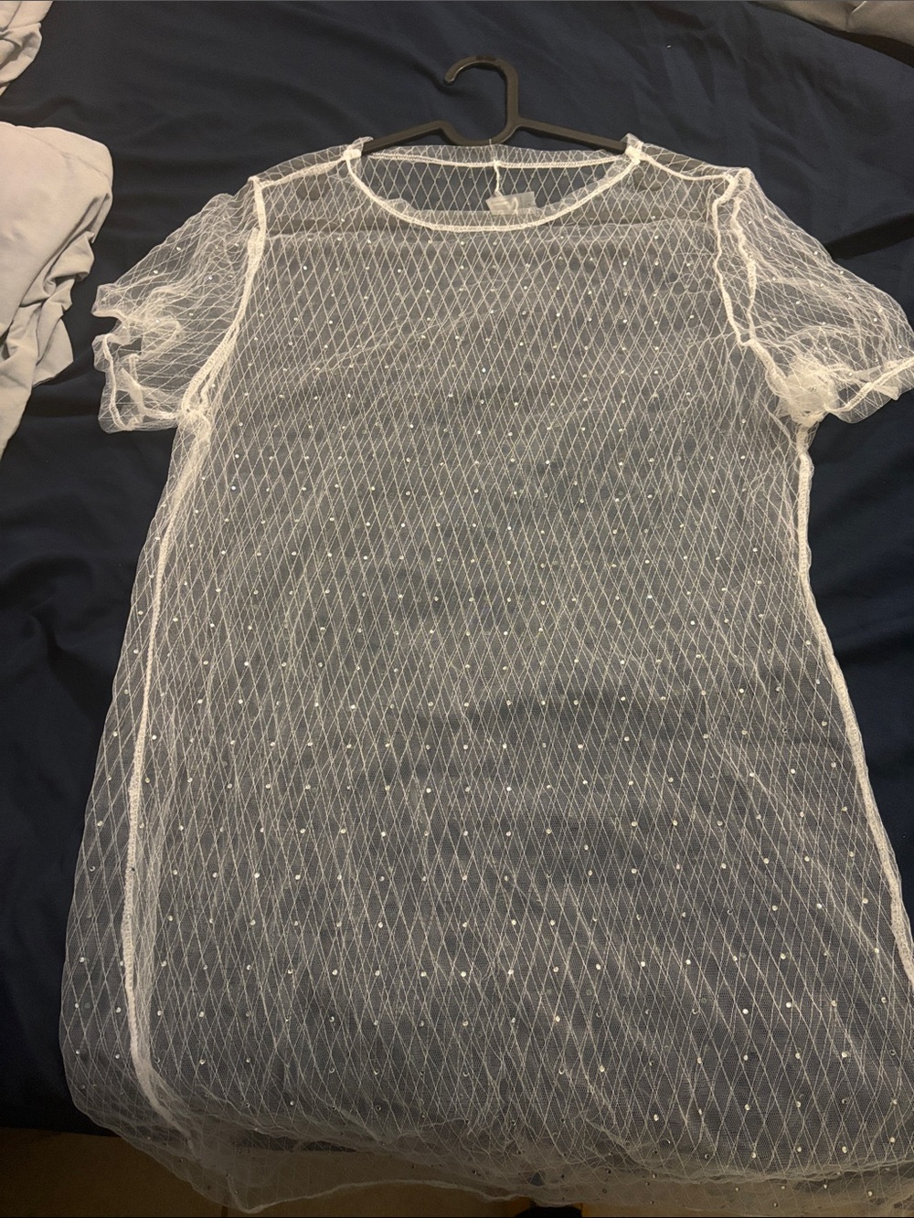 Fashion Nova White Sheer Diamond-Pattern Swim Coverup